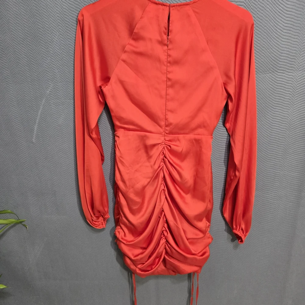 Lovers + Friends Orange Red Ruched Bodycon Dress
